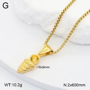 Ensemble de collier avec pendentif coquillage en acier inoxydable doré bijou tendance.