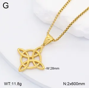 Collier Pendentif Nœud Celtique en Acier Inoxydable Pour Hommes Femmes Mode Bijoux Géométriques Cadeau Or Et Couleur Acier