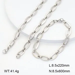 Set de Collier et Bracelet en Acier Inoxydable Géométrique Minimaliste Bijou Chaîne O pour Femme et Homme