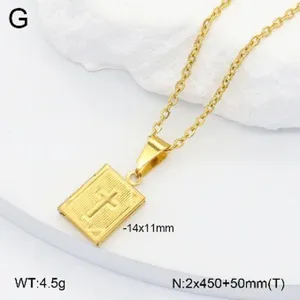 Collier pendentif livre croix en acier inoxydable doré avec chaîne mode taille 14x11mm