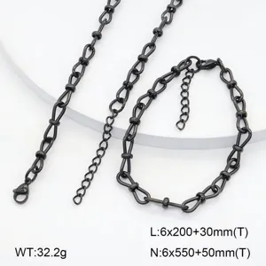 Acier inoxydable ensemble collier bracelet forme 8 gunmetal bijoux géométrique cadeau