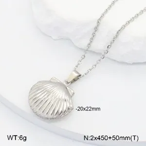 Collier pendentif médaillon coquillage en acier inoxydable bijou chaîne femme élégant.