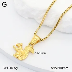 Collier pendentif écureuil en acier inoxydable, bijoux de mode couleur or pour femmes élégantes.