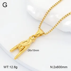Collier pendentif geste de la main rock en acier inoxydable bijou de mode tendance.
