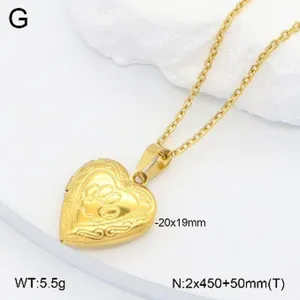 Collier pendentif médaillon cœur en acier inoxydable doré avec empreinte, 20x19mm bijoux