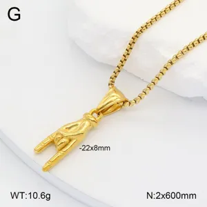 Collier Pendentif Geste Rock en Acier Inoxydable Plaqué Or Argent Noir Hip Hop Bijou Tendance Cadeau Pour Hommes Femmes