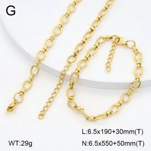 Ensemble de bijoux collier et bracelet géométriques en acier inoxydable doré forme 8