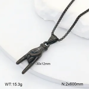 Collier pendentif geste de rock noir en acier inoxydable avec chaîne, bijou stylé.