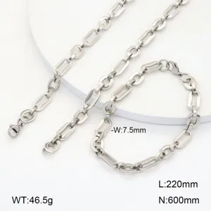 Collier et bracelet en chaîne à maillons ovales creux géométriques en acier inoxydable