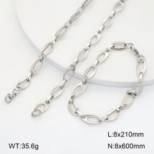 Ensemble collier bracelet géométrique en acier inoxydable détail de bijou mode moderne.