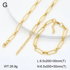 Ensemble de bijoux minimaliste en acier inoxydable plaqué or 18K, chaîne et bracelet.