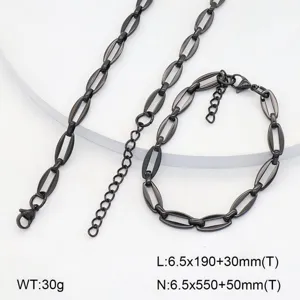 Ensemble collier et bracelet en acier inoxydable, bijoux géométriques minimalistes pour femmes.