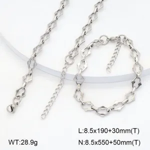 Ensemble collier bracelet trèfle en acier inoxydable, bijoux géométriques argentés.
