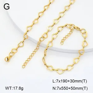 Ensemble de bijoux en chaîne de coeur en acier inoxydable doré mode élégant bracelet