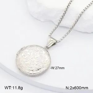 Collier Pendentif Médaillon Rond En Acier Inoxydable Relief 3D Vintage Homme 27mm Chic