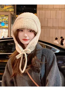 Confortable bonnet aviateur en peluche avec oreillettes, bonnet chaud d'hiver femme.