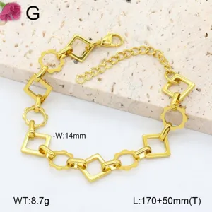 Vue rapprochée du bracelet à maillons géométriques en acier inoxydable doré au design épuré.