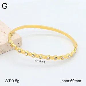 Bracelet jonc doré en acier inoxydable avec strass, accessoire de bijouterie élégant