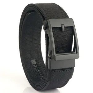 Ceinture tactique en nylon double couche pour homme avec boucle automatique noire robuste