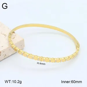 Bracelet Jonc Alveole En Acier Inoxydable Plaque Or 18K Zircon Bijou Tendance Mode Luxe