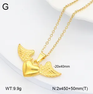 Femmes Acier Inoxydable Longue Chaîne Pull Collier Cœur Aile Nœud Papillon Croix Pendentif Mode Bijoux Cadeau Pour Dame