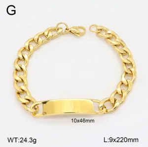Bracelet gourmette en acier inoxydable doré avec plaque ID, bijou couple en acier titane.