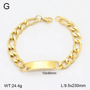 Bracelet gourmette ID en acier inoxydable dore pour couple, bijou tendance en titane.