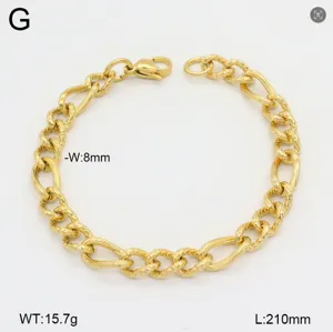 Bracelet de chaîne en acier titane doré à la mode pour femmes, bijoux en acier.