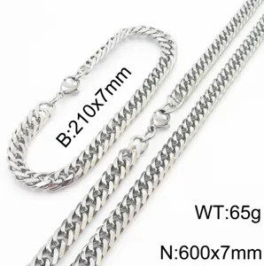 Parure de bijoux chaîne gourmette cubaine en acier inoxydable pour homme et femme.