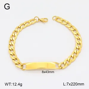 Bracelet gourmette en acier inoxydable doré avec plaque ID bijou tendance pour couple