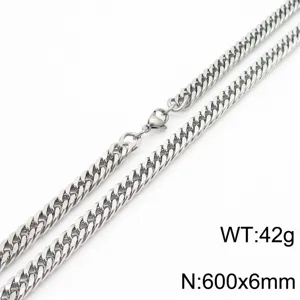 Collier en chaîne gourmette en acier inoxydable pour homme et femme, bijoux tendance 600x6mm.