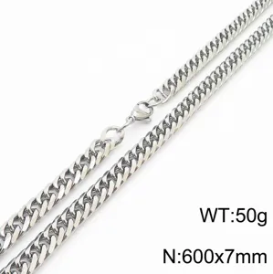 Collier chaîne cubaine en acier inoxydable, taille 600x7mm, poids 50g, accessorio de moda.