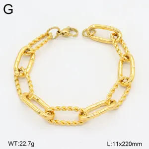Bracelet de chaine double en acier inoxydable dore mode femmes bijoux design 11x220mm