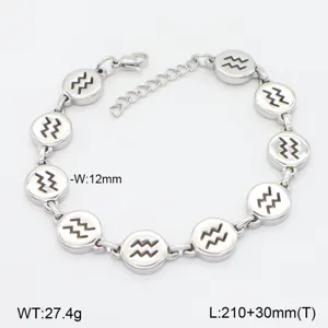 Bracelet en acier inoxydable avec charms du zodiaque Verseau et chaîne d'extension.
