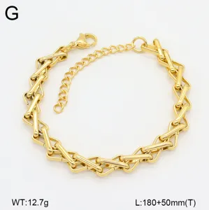 Bracelet de chaîne géométrique double couche en acier inoxydable doré pour femmes