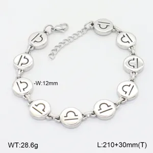 Bracelet maillon en acier inoxydable avec charms circulaires signe zodiaque Balance.