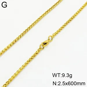 Collier Chaine Maille Bleiment Or Acier Inoxydable 2.5x600mm 9.3g Bijou Tendance Mode