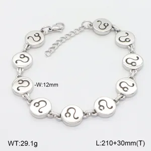 Bracelet en acier inoxydable avec breloques rondes de 12 signes du zodiaque, bijou vintage.