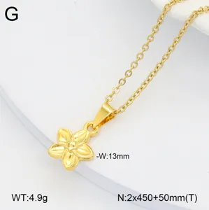 Collier pendentif fleur en acier inoxydable plaqué or avec chaîne délicate.