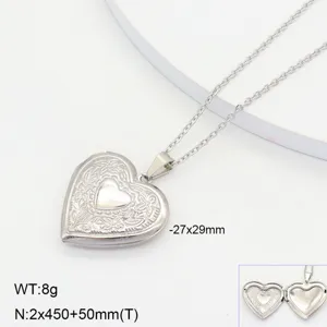 Collier pendentif médaillon cœur en acier inoxydable rétro boîte photo bijoux 27x29mm