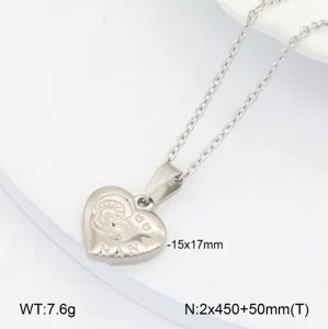Collier pendentif cœur en acier inoxydable avec ange, bijou minimaliste tendance pour femme.