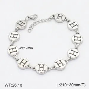 Bracelet en Acier Inoxydable Lettre H Découpée Mode Bijou Argenté Minimaliste Cadeau