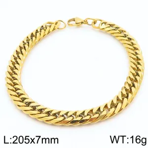 Bracelet en acier au titane chaîne gourmette dorée pour hommes et femmes accessoire mode.