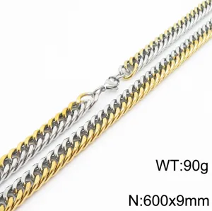 Collier chaine cubaine miami en acier inoxydable bicolore bijoux de mode pour hommes femmes