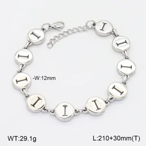 Bracelet alphabet cercle en acier inoxydable bijou minimalist mode avec largeur 12mm et longueur.