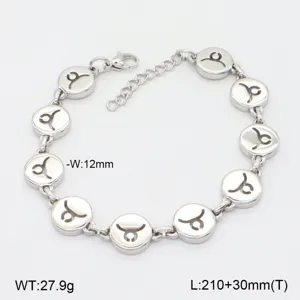 Bracelet charms zodiaque en acier inoxydable pour femme, design rétro avec pendentifs.