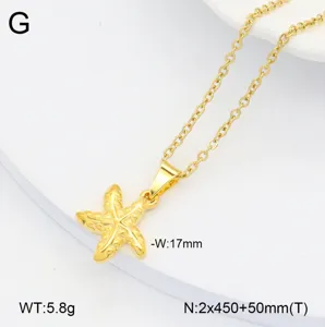 Collier pendentif étoile de mer en acier inoxydable doré, design minimaliste et élégant.