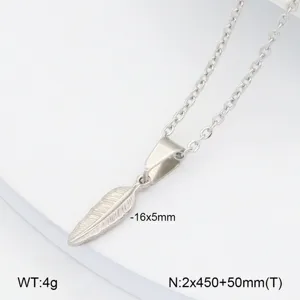 Collier Pendentif Plume En Acier Inoxydable Bijou Tendance Minimaliste Pour Femme