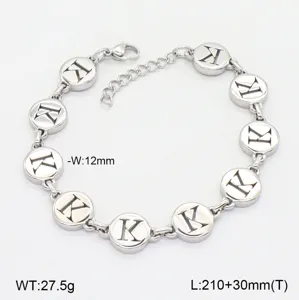 Bracelet lettre K en acier inoxydable, chaîne à maillons ronds polis, bijoux tendance.
