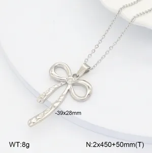 Collier pendentif nœud en acier inoxydable mode délicate chaîne de clavicule pour femmes